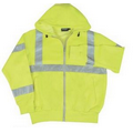 W375 ANSI Class 3 Hi-Viz Lime Hooded Sweatshirt with Zipper (Large)